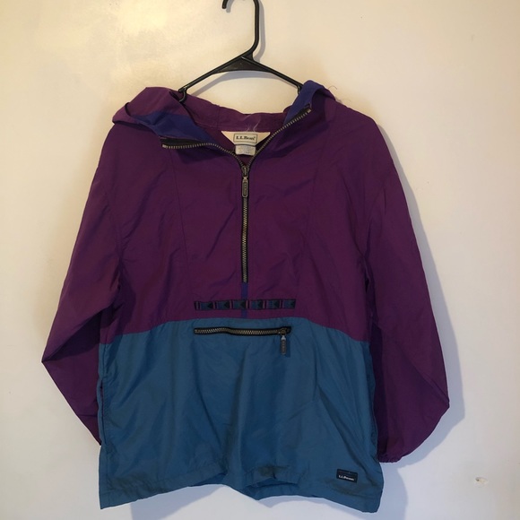 Youth fall rare L.L.Bean VTG Y2k hooded windbreaker pull over jacket - Picture 1 of 12
